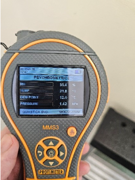 Internal environmental readings including humidity, temperature, and dew point to understand overall conditions within the property