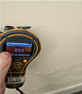 Pinless moisture readings used for quick, non intrusive assessment of surface level moisture
